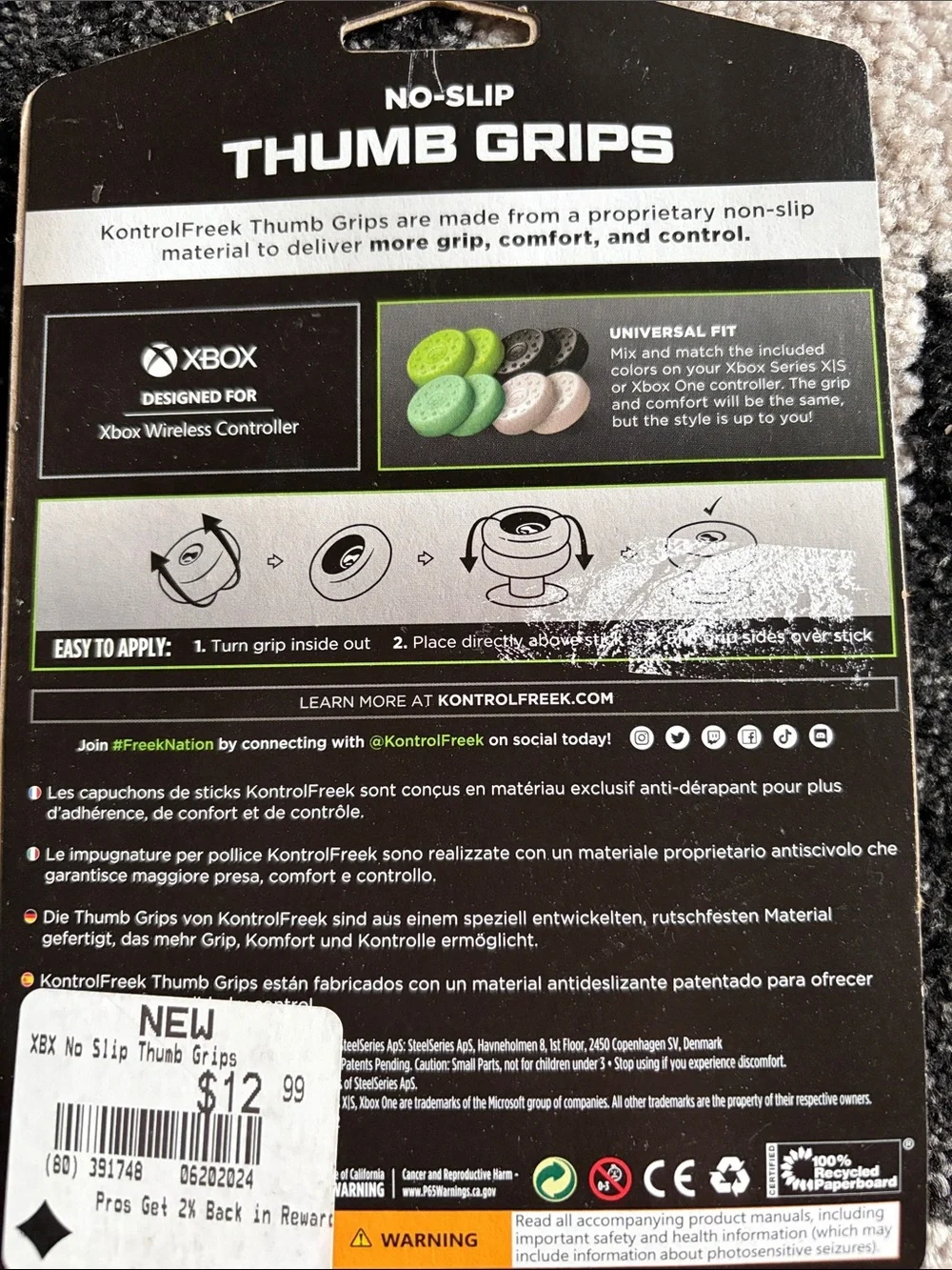SteelSeries KontrolFreek No-Slip Thumb Grips for Xbox - Green/White/Black